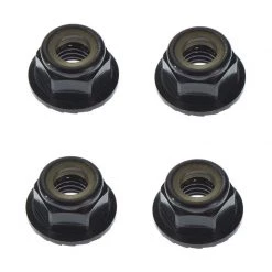 TEKNO RC LLC M5 Locknuts Aluminum Flanged Serrated, Black (4) for Parts